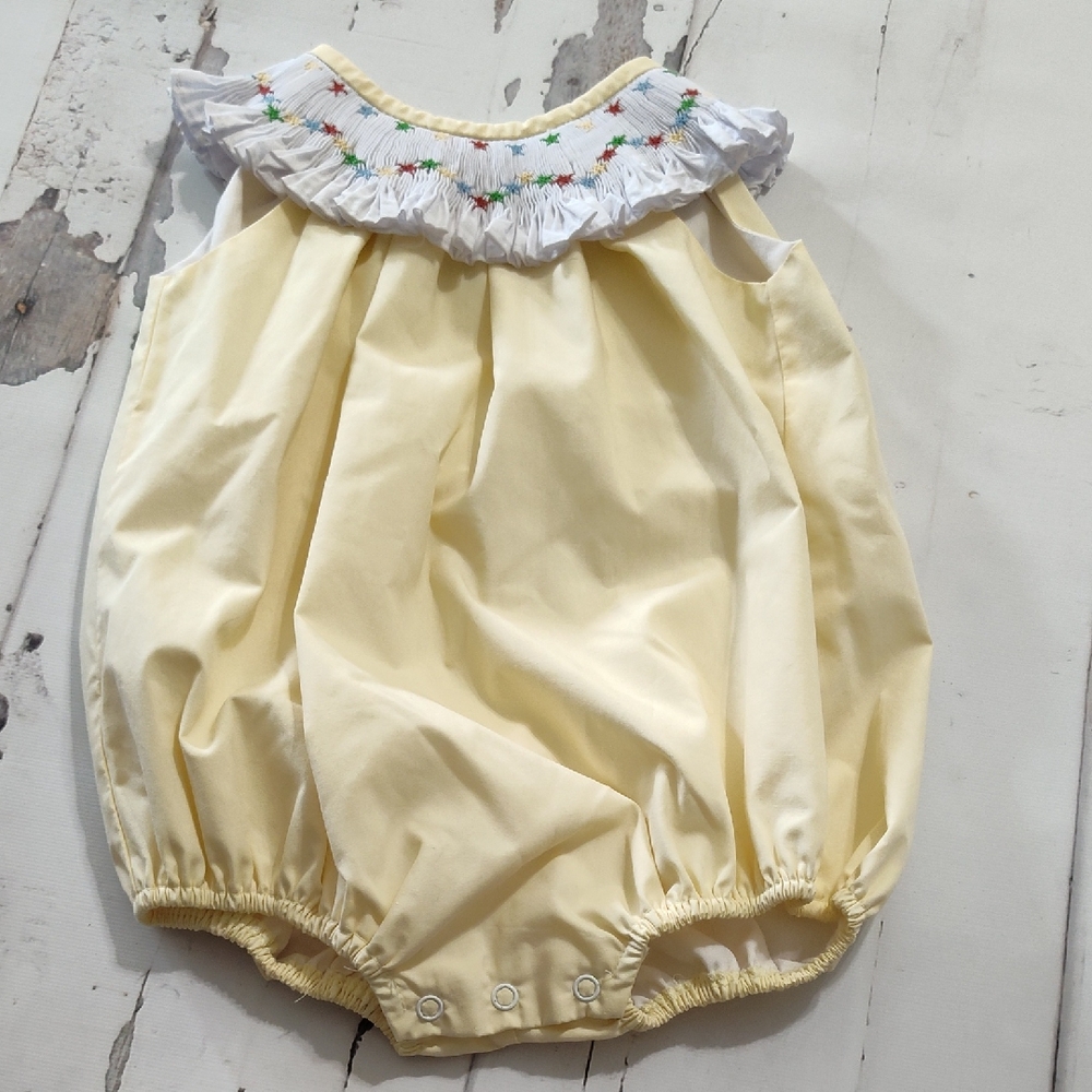 The Beaufort Bonnet Company Yellow Smocked Baby Romper